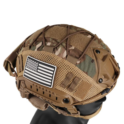AQzxdcAdjustable Tactical Helmet Set with Counterweight Pouch & Cover for Airsoft, Cosplay, Military Gear Paintball War Game