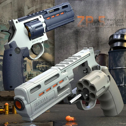 Continuous Firing Tactic Revolver Toy Gun Automatic Pistol Soft Dart Bullet CS Outdoor Weapon for Kids Adults
