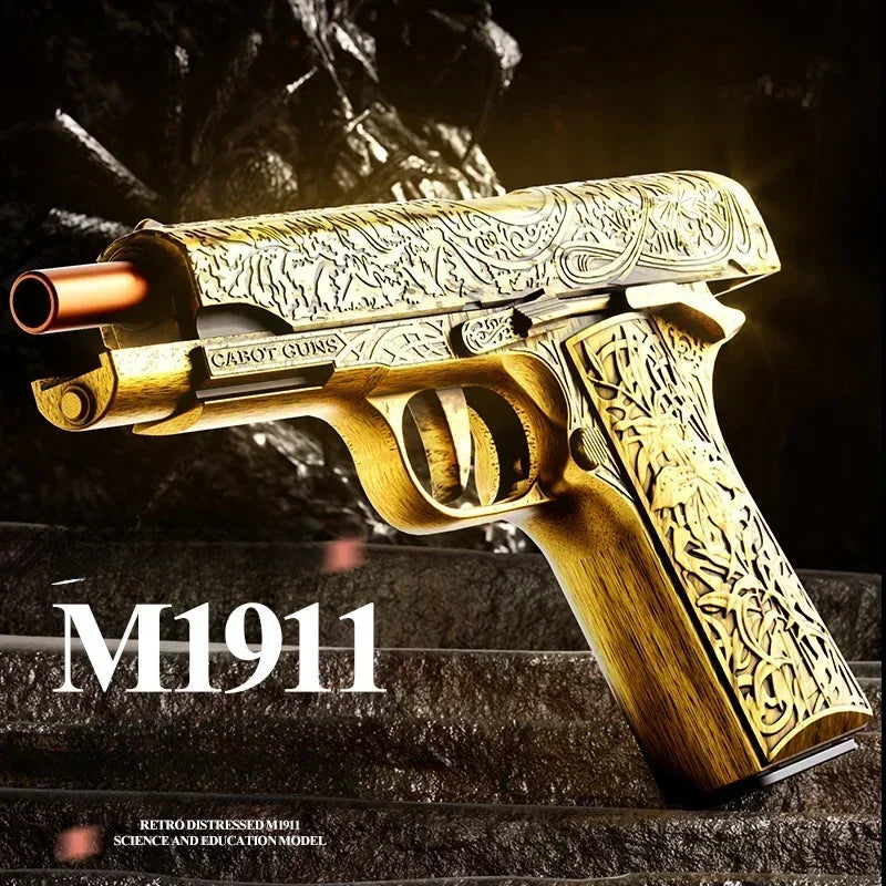 Shell Throwing Pistol Carving 1911 Continuous Firing Airsoft Blowback Empty Hanging Toy Gun Outdoor CS Weapon for Boys Adult