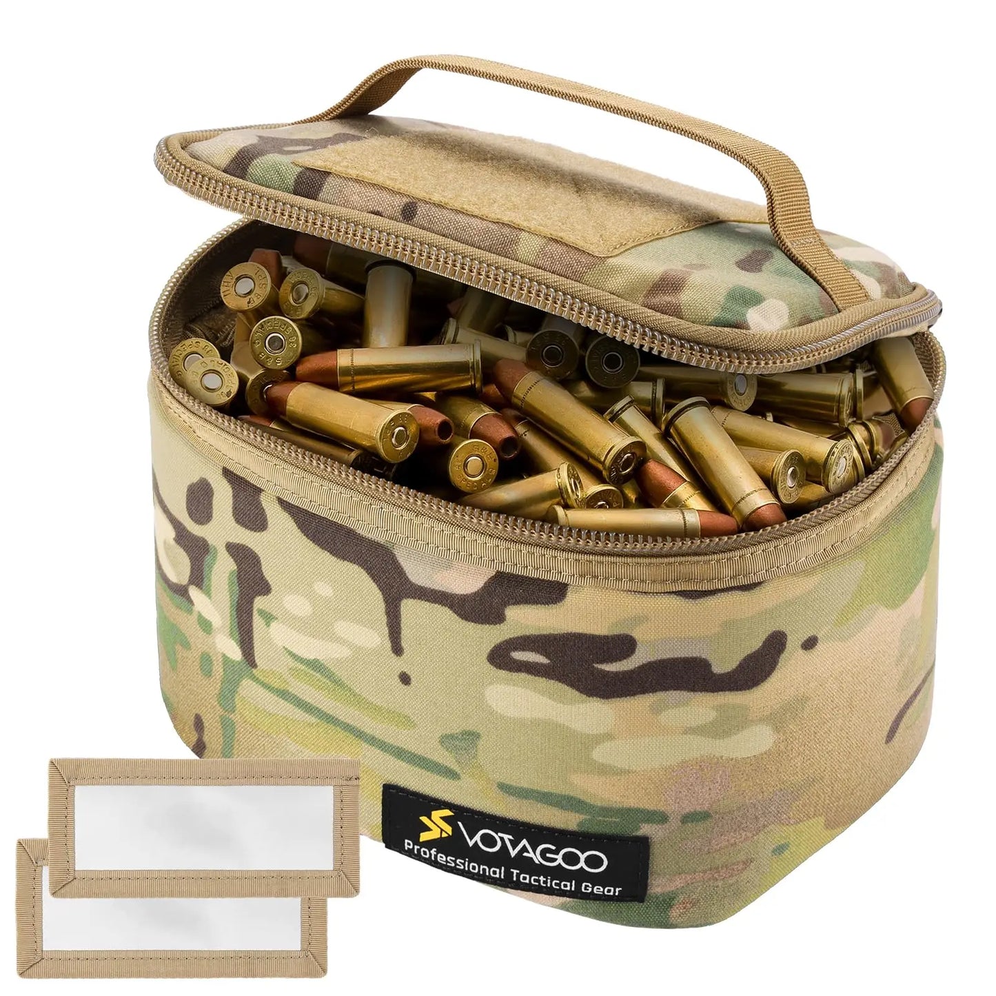 Tactical Ammo Bag, Detachable Inner Space Ammunition Carrier Pouch with ID Patches Ammos Transportation Bag for Pistol Rifle