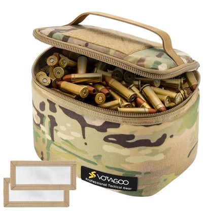 Tactical Ammo Bag, Detachable Inner Space Ammunition Carrier Pouch with ID Patches Ammos Transportation Bag for Pistol Rifle