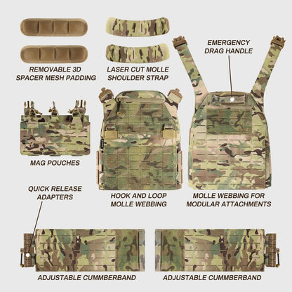 AQzxdc Tactical Equipment Fast Release Outdoor Training Chalecos Molle Combat Body Protection Plate Carrier Tactical Vest