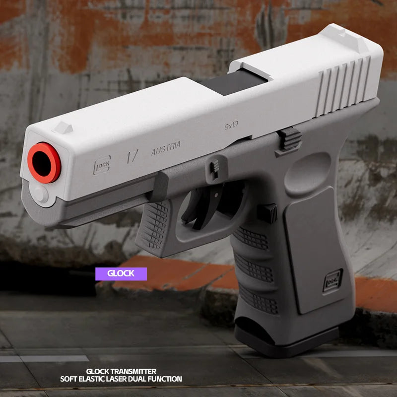 Laser Version Dual-mode Shell Ejection G17 Pistol Blaster Automatic Radish Gun Soft Bullet Toy Gun CS Shooting Weapons for Kids