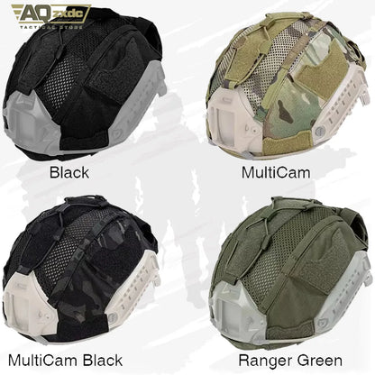 AQzxdc Tactical Ultra-High Cut Gen2 SF Helmet Cover Camo Helmet Cloth W/ Pouch with NVG Battery Pouch Hunting Hybrid Mesh Cover