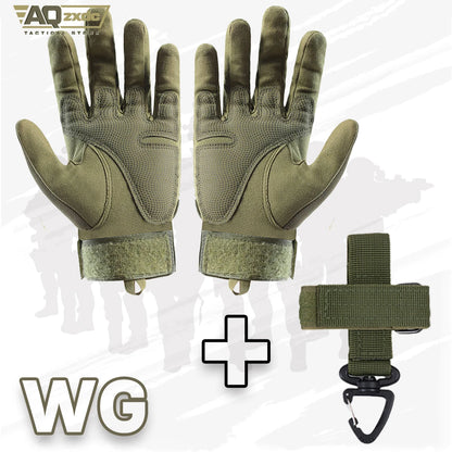 Airsoft Full Finger Gloves with Glove Buckle & Knuckle Protection Tactical Assault Training Gloves for Riding, Hunting, Cycling