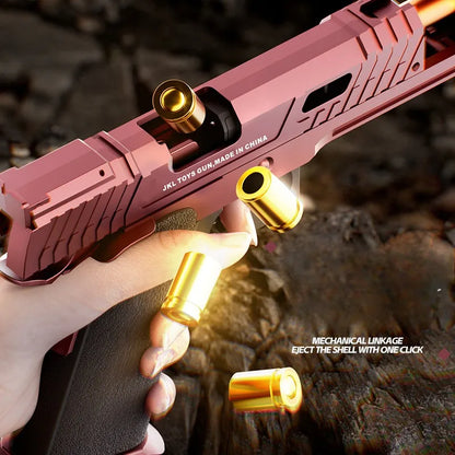 Black Gun TTI Pistol Mechanical Continuous Fire Shell Ejection Empty Hanging Soft Bullet Blaster Toy Gun Gift