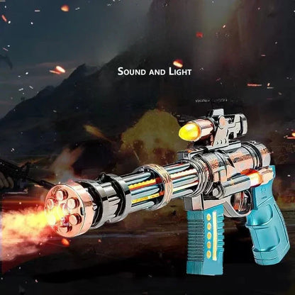 Spraying Gun Electric Gatling Gun Light Up Pistol Toy Unique Toys with LEDs Light Fighting Sound Pistol for Kids Gift