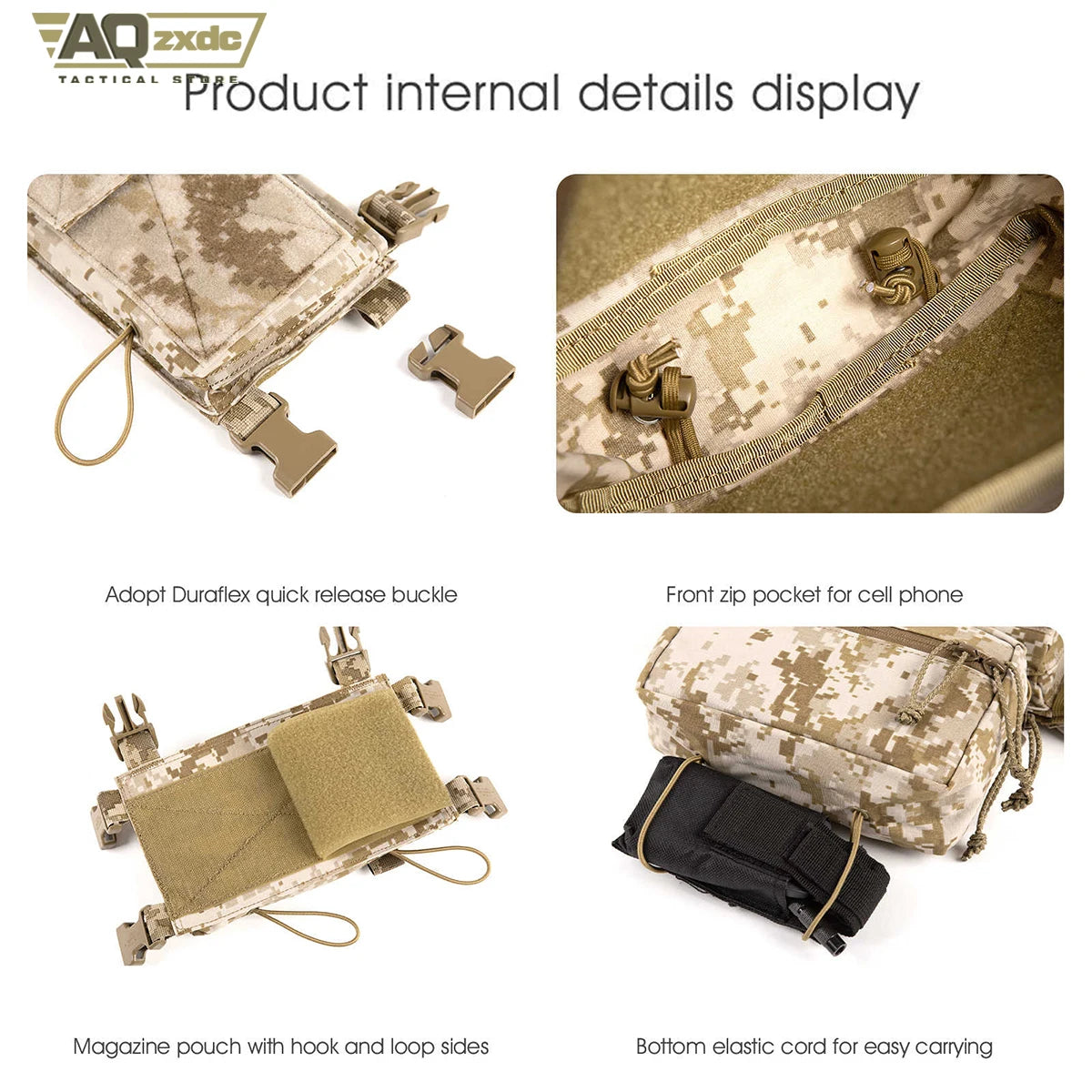 AQzxdc Tactical MK3 MK4 Chest Rig with Radio Pouch Drop Pouch Harness Camouflage General Purpose Modular Airsoft Chest Rig Vest