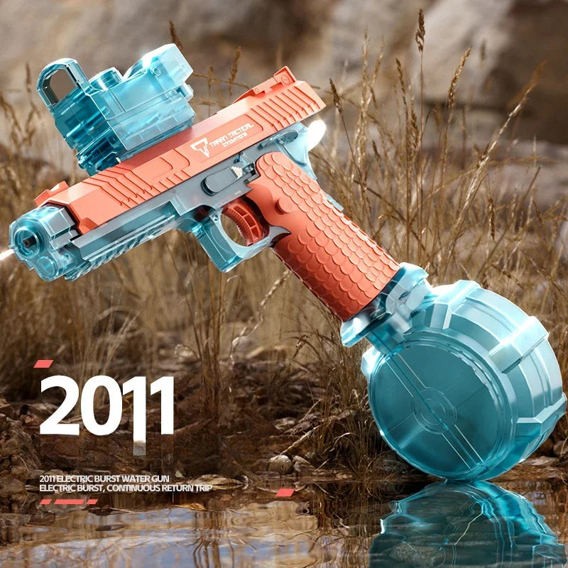 2011 Electric Water Gun With Light Flashing Pistol Summer Outdoor Pool Water Gun Continuous Firing Water Fights for Adults Kids