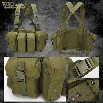 AQzxdc Outdoor Tactical Vest Lightweight Quick Release Combat Training Tactical Chest Hanger Tactical Magazine Bag for Hunting