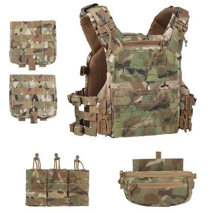 Tactical K19 Plate Carrier Set with Triple Magazine Pouch & Multifunctional Underbelly Pouch, Suitable for Airsoft Paintball CQB