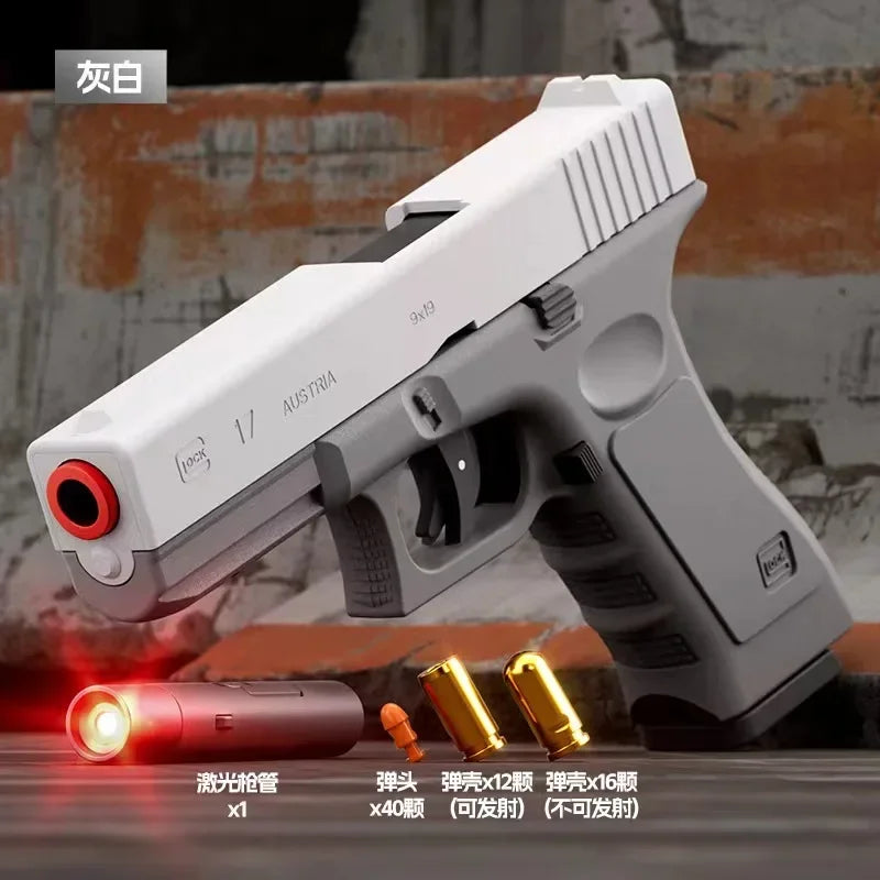 Dual-mode Shell Ejection G17 Pistol Laser Version Automatic Radish Gun Soft Bullet Toy Gun CS Shooting Weapons for Kids