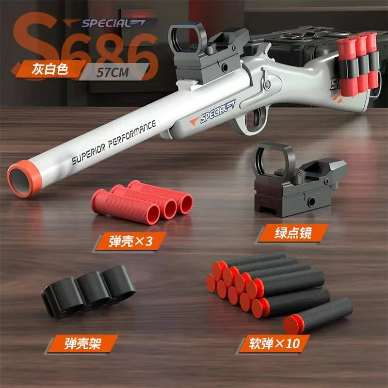 2024 Shell Throwing Airsoft Rifle Toy Gun Foam Blaster Enhanced Revolver Outdoor CS Soft Bullet Toy Kids Birthday Gift  for Boy