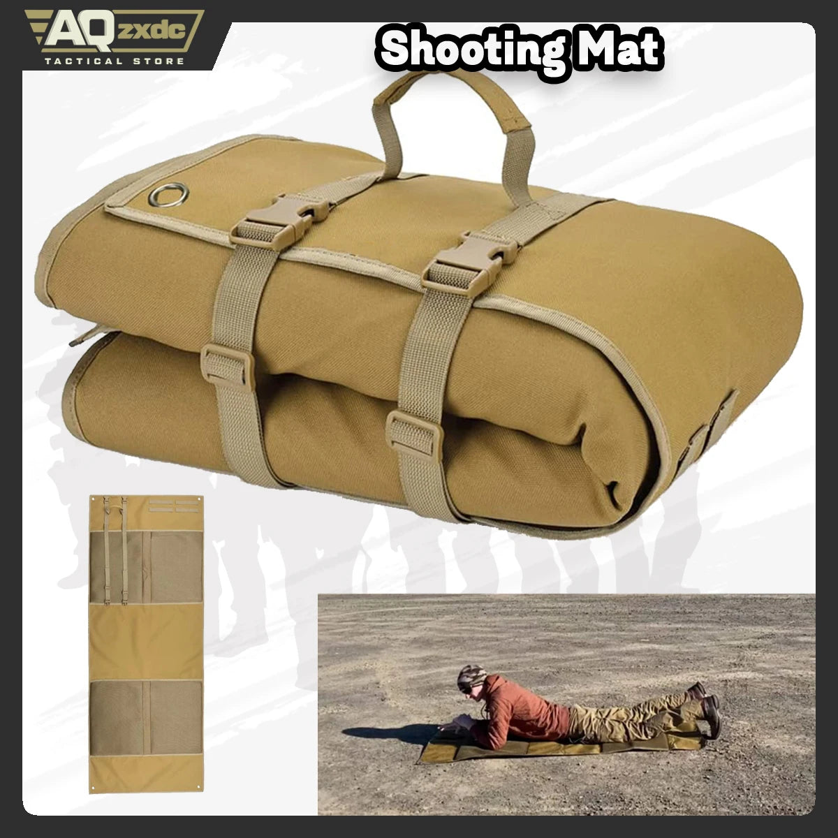 AQzxdc Shooting Mat Extra Large Durable Roll Up Shooting Mats Prone Padded for Range Shooting Rifle Hunting