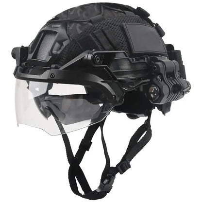 AQzxdc Tactical Flashlight Set Adjustable Helmet Visor with Airsoft Helmet and Helmet Cover for Paintball BBS Gun Shooting Game