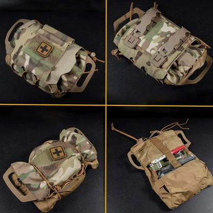 AQzxdc Tactical Belt Set, with Open Top 5.56/9mm Pouch & Rapid Deployment IFAK Medical Pouch, for Airsoft Paintball Hunting