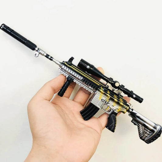 30CM Rifle Model Alloy Mini AK47 M416 Pistol PUBG Jedi Toy Gun Fidget Toy Desktop Ornament for Boy Adults Chrismas Gift