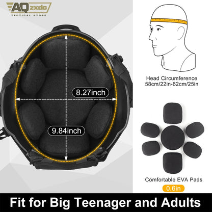 AQzxdc Tactical Helmet Set, Airsoft Mask Mesh Elastic Balaclava Mask, Anti Fog Airsoft Goggles, Tactical Full Face Protection