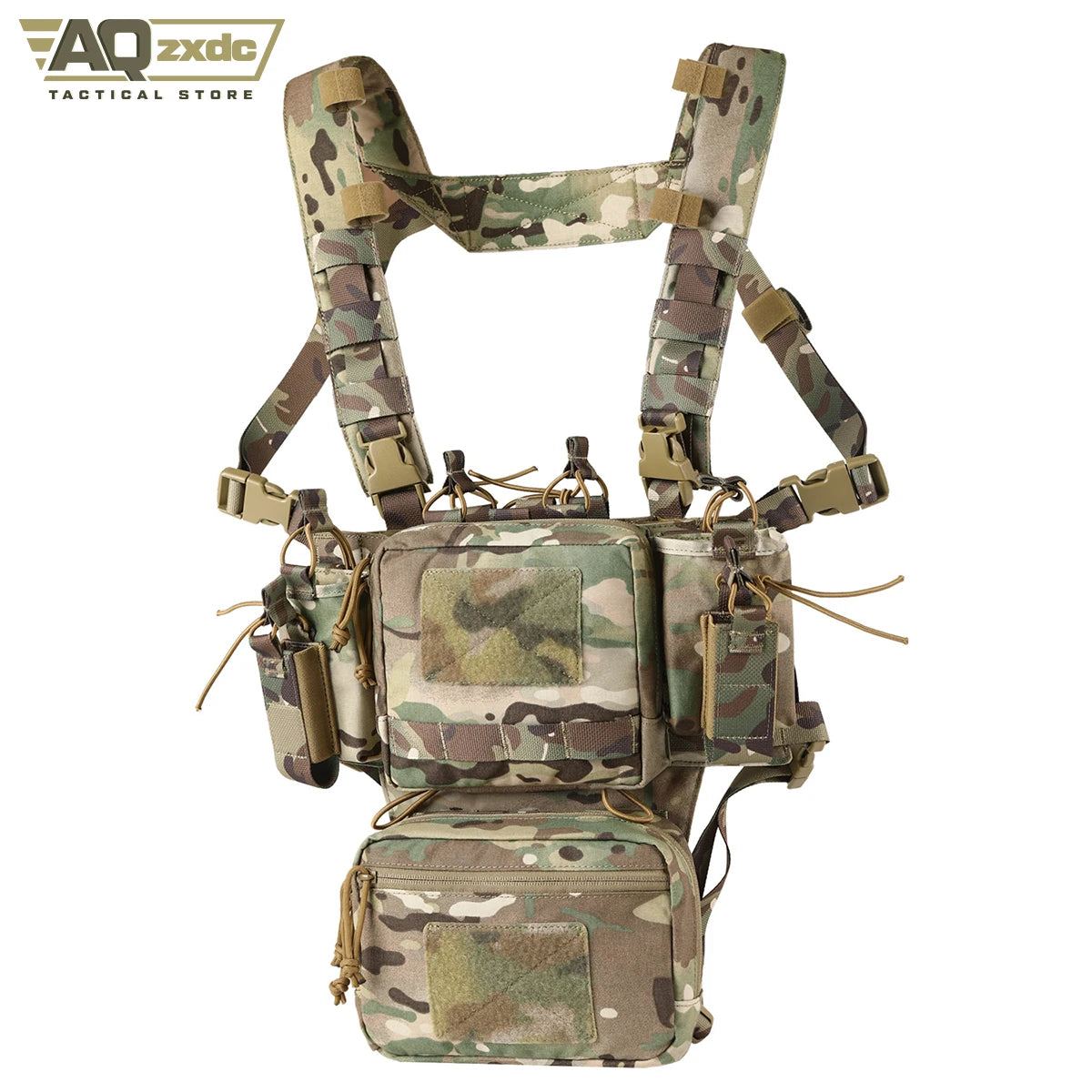 Tactical Chest Bag Full Set With Camouflage Quick-Release Bellyband And Protective Vest Mount PTG Tactical Chest Rig Vest Bag