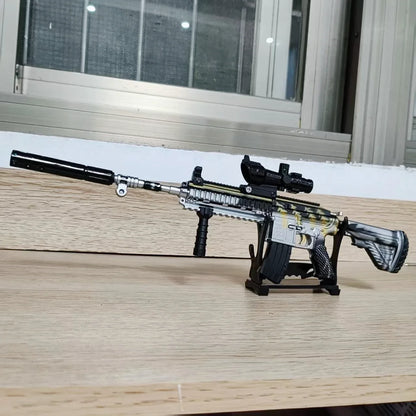 Alloy Mini 30CM AK47 Pistol 24cm Barrett Rifle Model PUBG Jedi Toy Gun Fidget Toy Desktop Ornament for Boy Adults Chrismas Gift