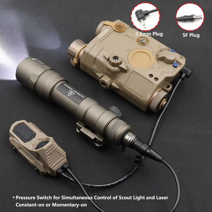 Tactical Dual Remote Pressure Switch Compatible with 3.5mm Plug PEQ-15 & DBAL & SF M300/340/M600/640DF Weapon Lights and Lasers