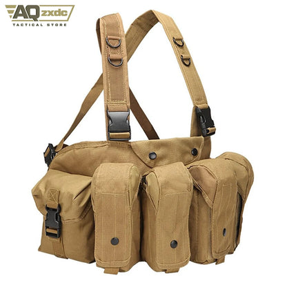 AQzxdc Outdoor Tactical Vest Lightweight Quick Release Combat Training Tactical Chest Hanger Tactical Magazine Bag for Hunting