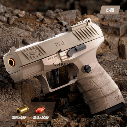 Black Mini PPQ Toy Gun Continuous Firing Shell Throwing Gun Soft Bullet Launcher Blowback Airsoft Pistol for Kid