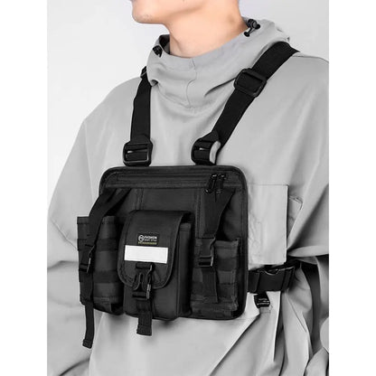 AQzxdc Outdoor Radio Chest Harness Chest Front Pack Pouch Holster Vest Rig for Two Way Radio Walkie Talkie