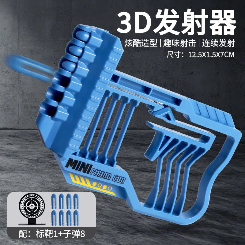 AQzxdc Mini Launcher Toy with Soft Bullets and Target Continuous Soft Bullet Shooter Suitable for Outdoor Shooting Holiday Gift