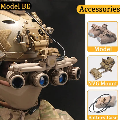 FAST Airsoft Helmet Set, with Four Eyes Telescope Model and Soundproof Headphones, Flashlights, Goggles, Signal Lights Etc
