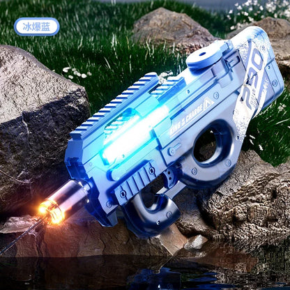 P90 AUG Continuous Firing Electric Water Gun Light Flashing Pistol Summer Outdoor Pool Spray Water Fights Gun for Adults Kids