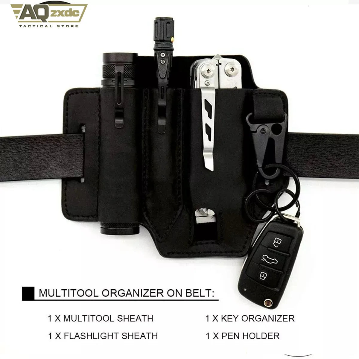 AQzxdc Outdoor Portable Convenient Compact Versatile Camping Tool Multitool Sheath With Pen Holster Tool Key Holder Flashlight