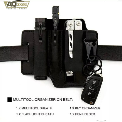 AQzxdc Outdoor Portable Convenient Compact Versatile Camping Tool Multitool Sheath With Pen Holster Tool Key Holder Flashlight