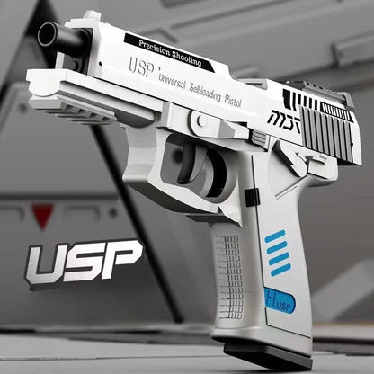 Continuous Firing USP Shell Ejecting Pistol With Laser Sight Airsoft Blowback Soft Bullet Toy Gun Empty Hanging Weapon Boys Gift