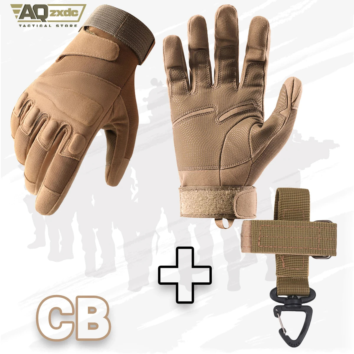 AQzxdc Tactical Assault Training Gloves Airsoft Full Finger Gloves with Glove Buckle & Knuckle Protection for Riding, Hunting