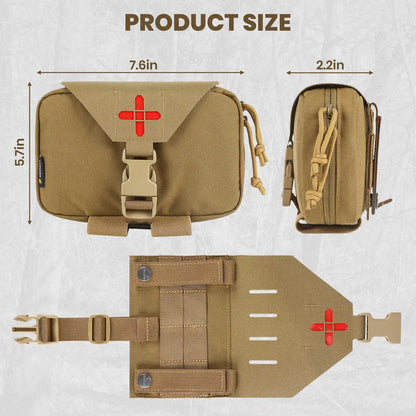 First Aid Pouch for Outdoor Emergency Survival, Rip Away Medical Molle Belt Pouch Handle Bag, Tactical Attachments Trauma Bag