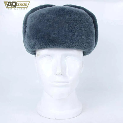 AQzxdc Cold War Soviet Russian Ushaka Cotton Hat M69 Red Army Star Gray Winter Hat Flocked Lei Feng Hat