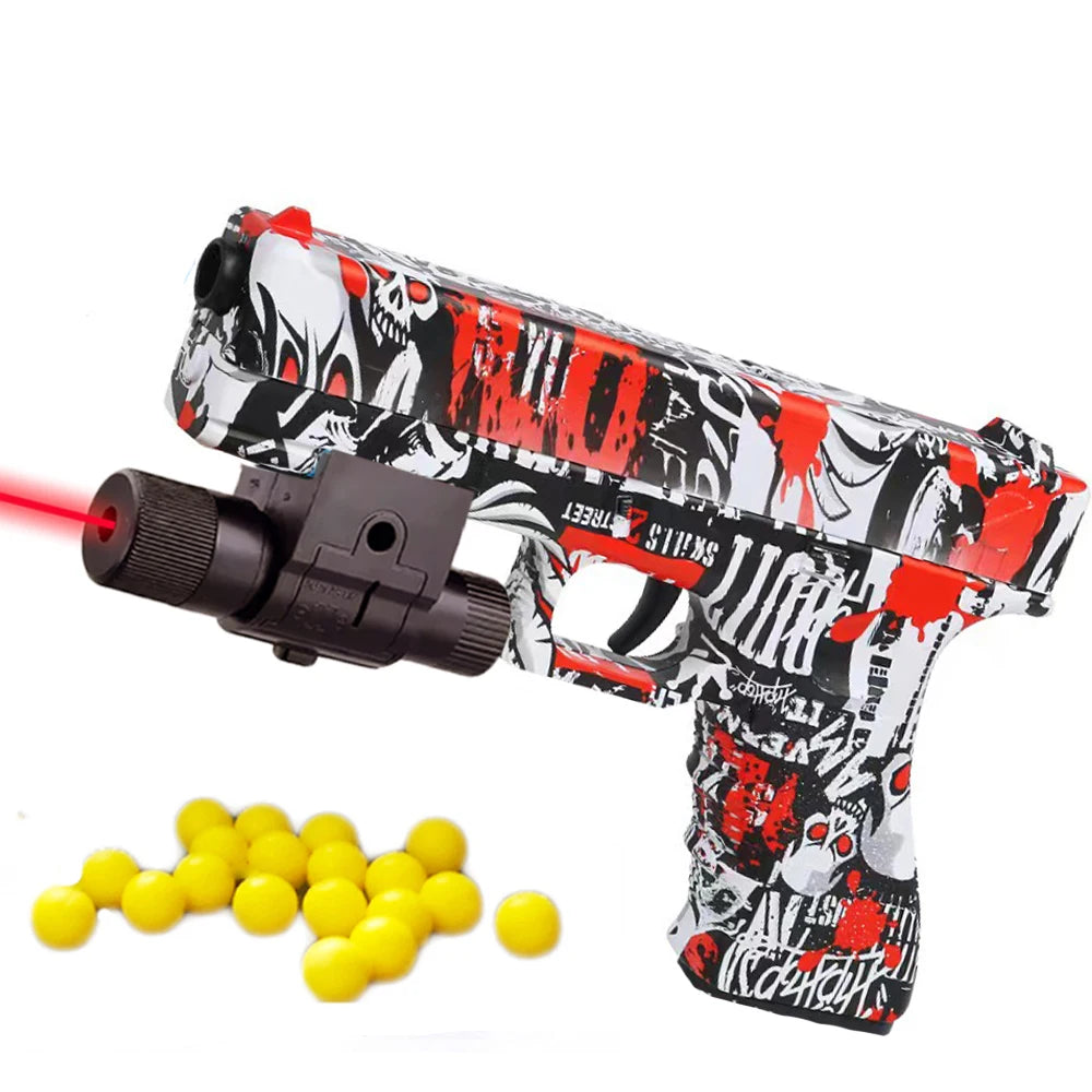 Manual G17 Toy Gun With Laser Soft Bullet Airsoft Pistol Outdoor Sports CS Game Weapon for Children Gift