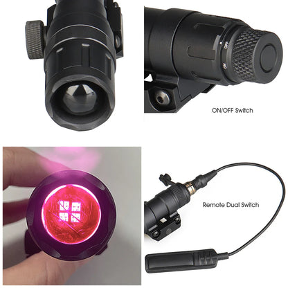Hunt 850nm Long Range Infrared Illuminator Led White Flashlight with Remote pressure switch with M300 Lumen LED Module gs15-0153