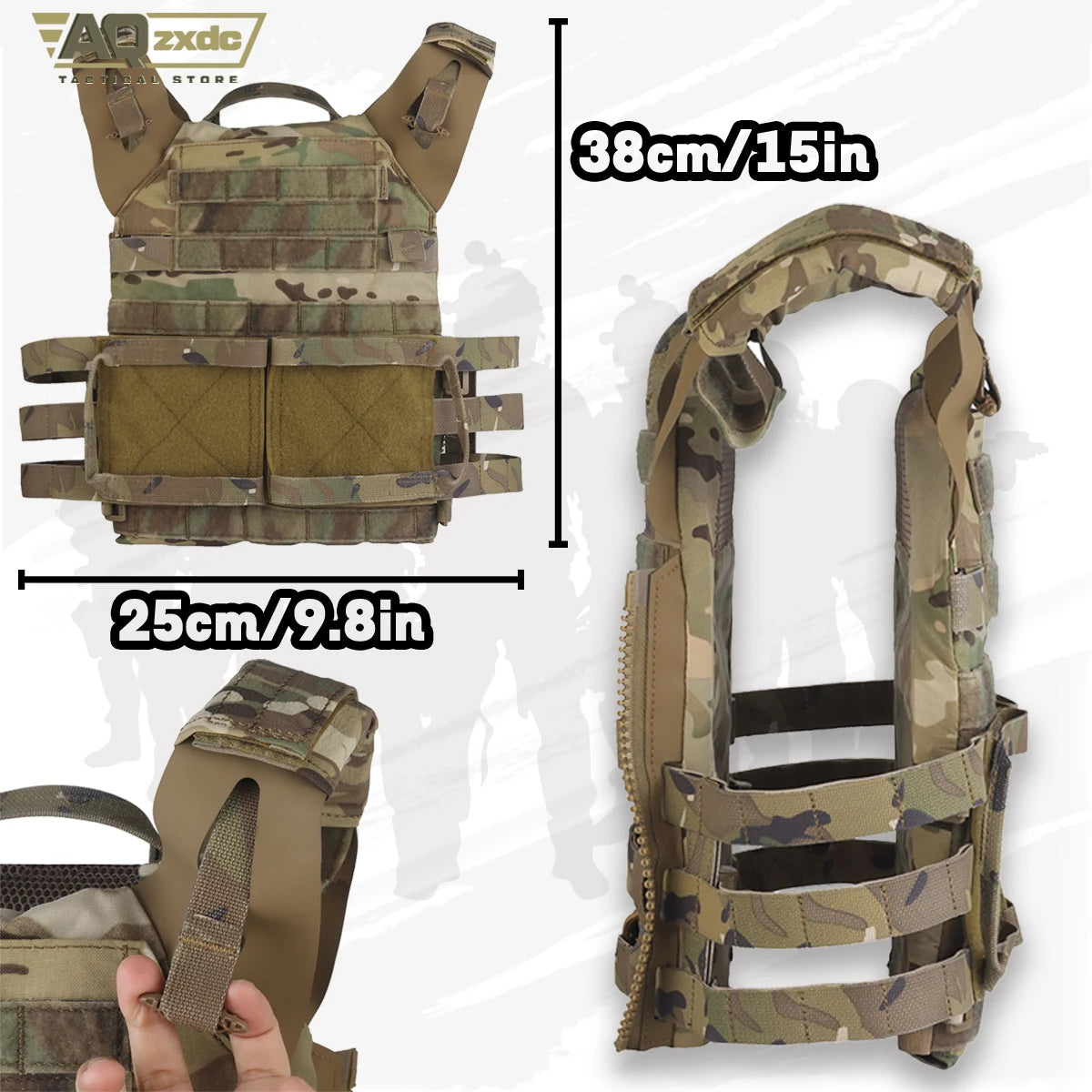 Tactical JPC2.0 Vest Set with R-type JPC Vest Shoulder Pad Cover & Double-Row Waist Seal & Molle Triple Elastic Functional Bag