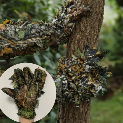 Ghillie Camouflage 3D Leafy Full Face Mask Camo Hunting Gloves, Camo Hunter Hunting Accessories for Hunting Tactical Camouflage