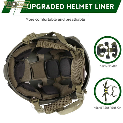 AQzxdc Tactical Helmet with Headset,4in1 Upgraded Adjustable with Helmet Cover for Airsoft Cosplay Military Gear War game