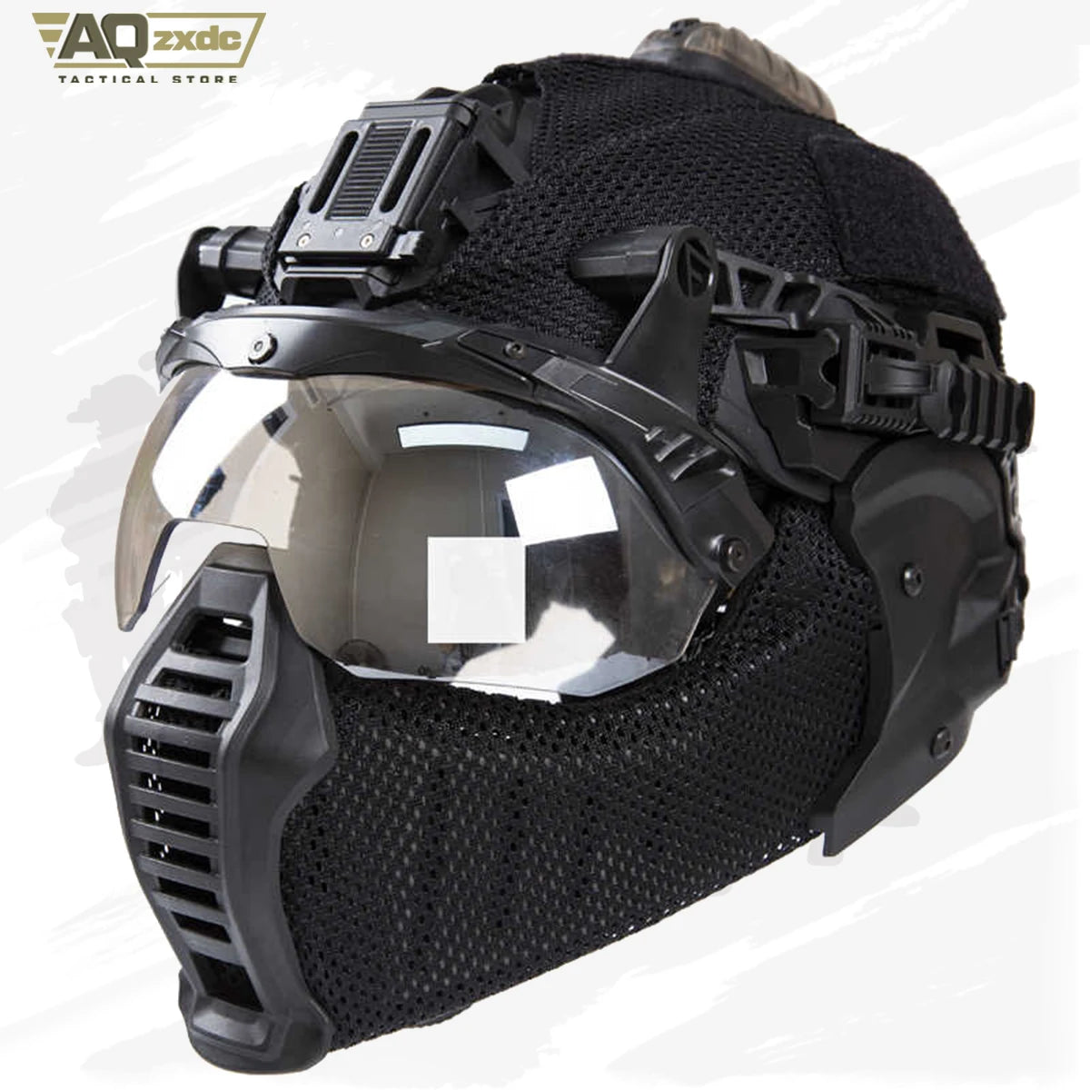 AQzxdc Outdoor EX Helmet Special Mask Ear Face All-Terrain Mask Ear and Face Protection One Half Face Protection CS Field