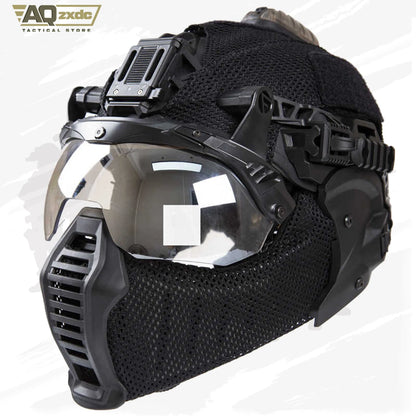AQzxdc Outdoor EX Helmet Special Mask Ear Face All-Terrain Mask Ear and Face Protection One Half Face Protection CS Field