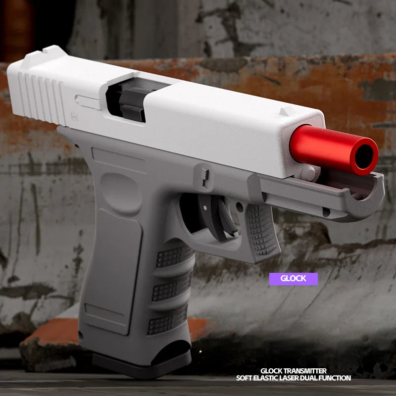 Laser Version Dual-mode Shell Ejection G17 Pistol Blaster Automatic Radish Gun Soft Bullet Toy Gun CS Shooting Weapons for Kids