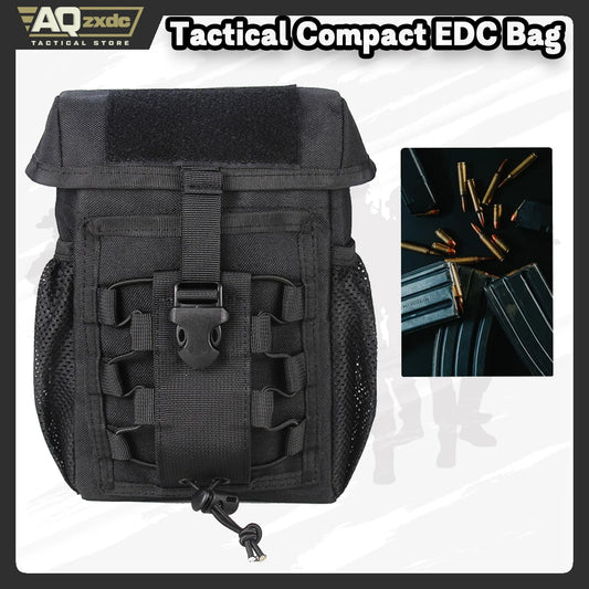 AQzxdc Tactical Compact EDC Bag with Phone & Water Bottle Holder - Multifunctional Molle Pouches for Tools and Sundries