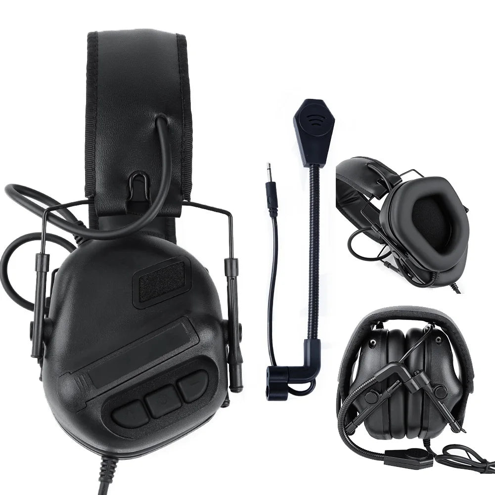 Tactical Headset with Balaclava & Baseball Cap, Airsoft Shooting Earmuffs Military Communication Earphone Set, for Hunting BBS