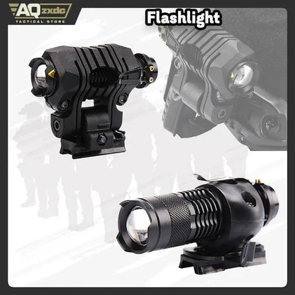 AQzxdc Tactical Flashlight Set Adjustable Helmet Visor with Airsoft Helmet and Helmet Cover for Paintball BBS Gun Shooting Game