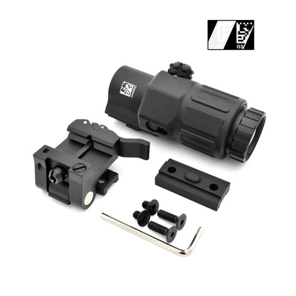 G33 Magnifier Sight 3X with Switch to Side Qick Detach QD Mount for Hunting and Airsoft Rifle Perfect Replica with Full Markings