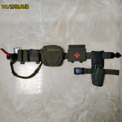 Tactical Military Belt Set With Right Hand Universal Holster & Quick Medical Kit & Small Sundries Bag & Triple Mag Bag & Gun Rop